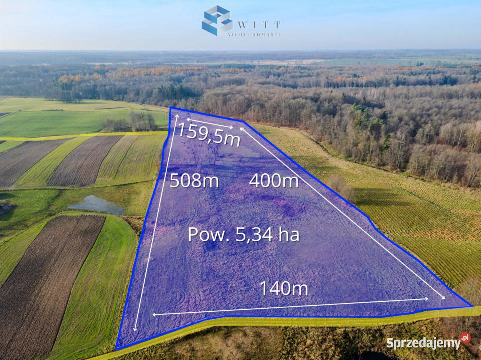 sprzedaży gruntu Jędrychówko 53400m2 warmińsko-mazurskie