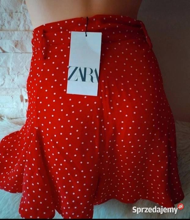 Nowe czerwone spódnicospodnie Zara 40 L kropki Puławy