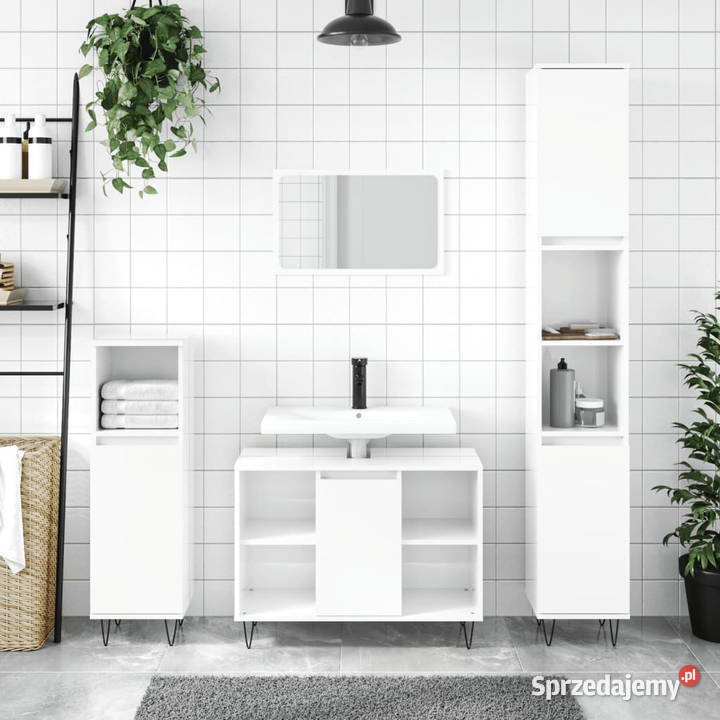 Szafka łazienkowa biała z połyskiem 80x33x60 Warszawa