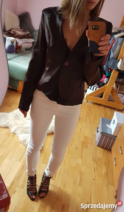 Brązowa marynarka żakiet Satyna 34 brązowy/beżowy podkarpackie Jasło