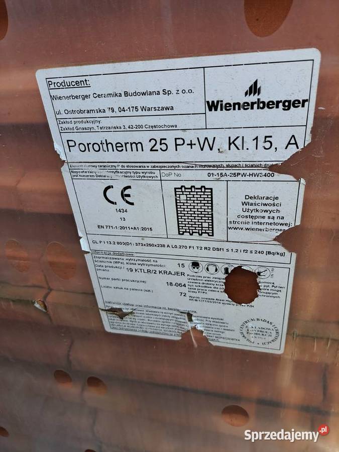 Pustaki Wienerberger Porotherm 25 PW115PW Końskie