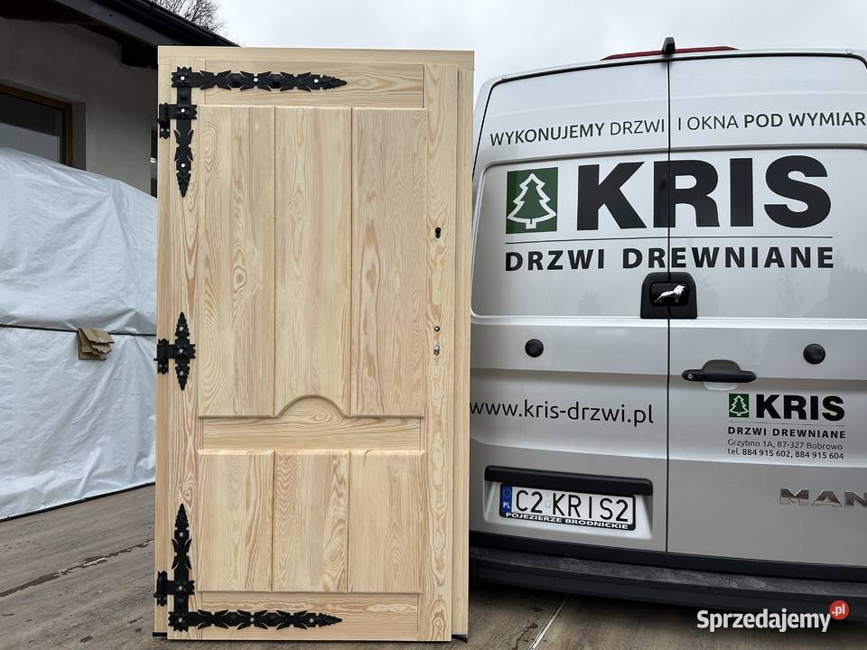 Drzwi lite drewnianbe sosnowe NA WYMIARwejściowe Grzybno