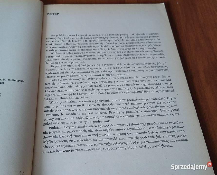 Elementarny wykład algebry liniowej ekonomistów matematyka, statystyka Gdańsk