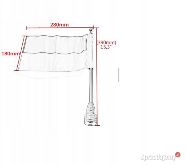 Maszt motocyklowy czarny z flagą Polski Sosnowiec
