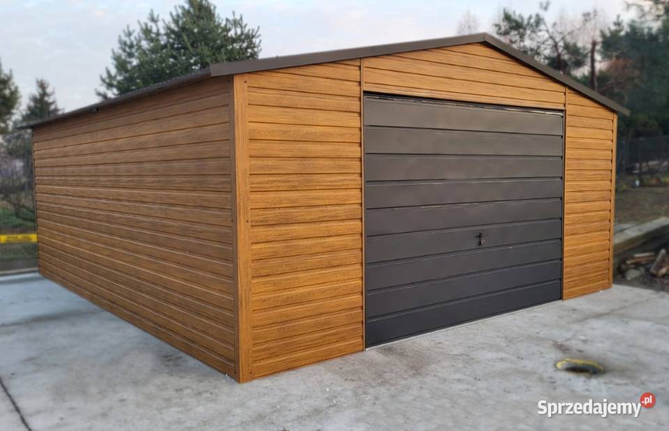 Garaż blaszany dwuspadowy drewnopodobny 5x6 Sprzedaż Wrocław