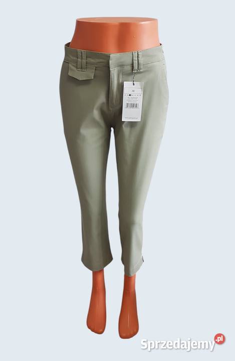 Damskie oliwkowe bawełniane spodnie rybaczki 34 Rozmiar 38(M) Chrzanów