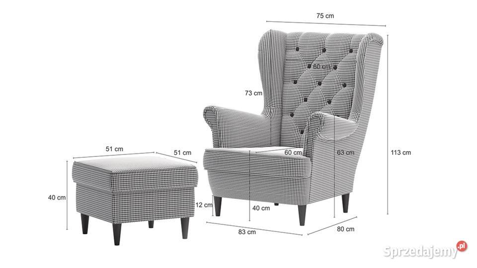FOTEL Uszak KING III wzór pepitka 83cm Brody
