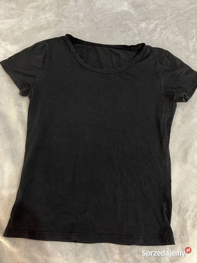 Czarny Tshirt czarna koszulka bluzka z krótkim Jasło