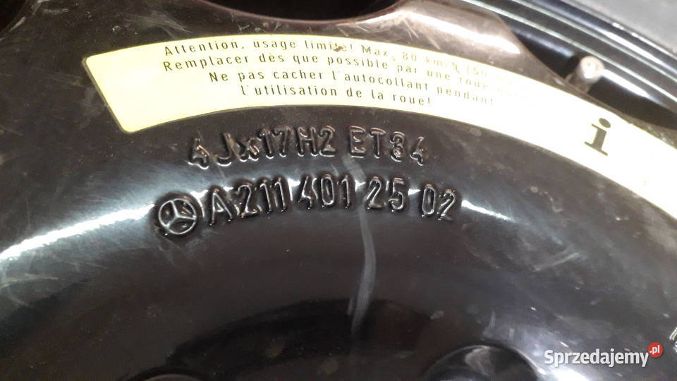 Zjazdówka Koło dojazdowe Mercedes Audi 17 Tomaszów Lubelski