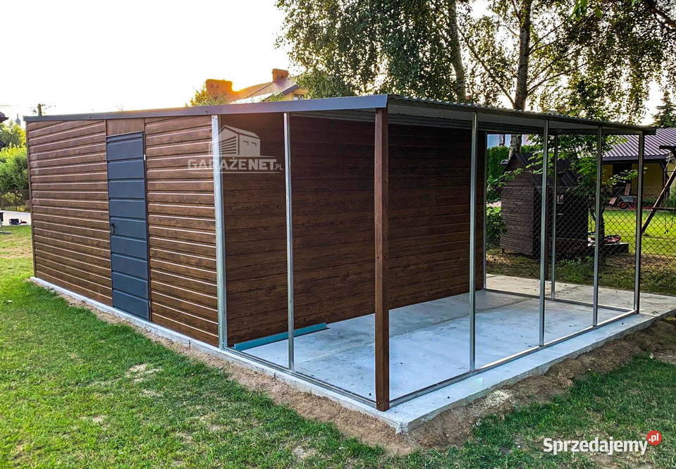 GARAŻ BLASZANY 4x6 SPAD TYŁ BRAMA UCHYLNA WIATA małopolskie Łapanów
