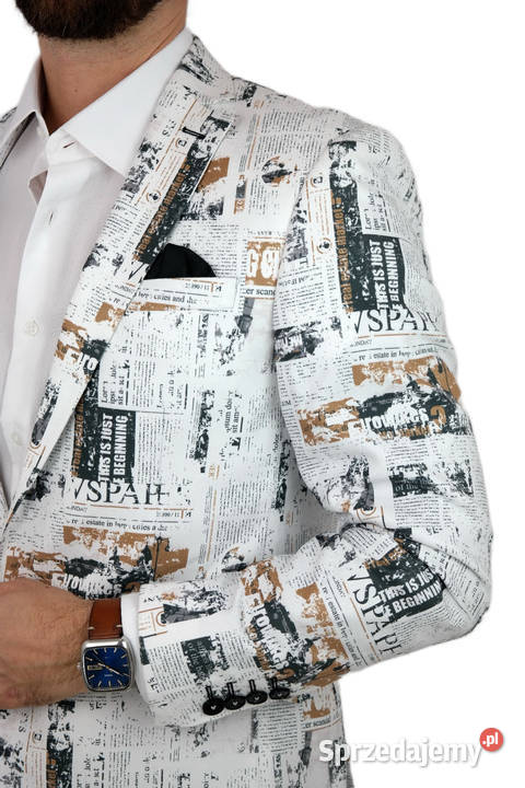GIOVANNI PERA Marynarka Męska D620 Gazeta Biała Rozmiar XXL Odzież codzienna wielkopolskie Ostrów Wielkopolski