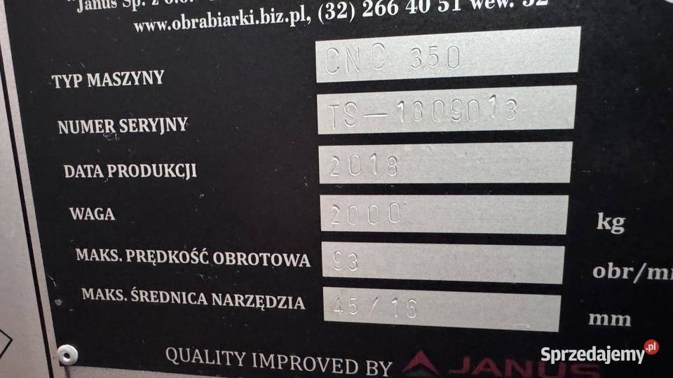 Dłutownica CNC 350 Tarnowskie Góry sprzedam