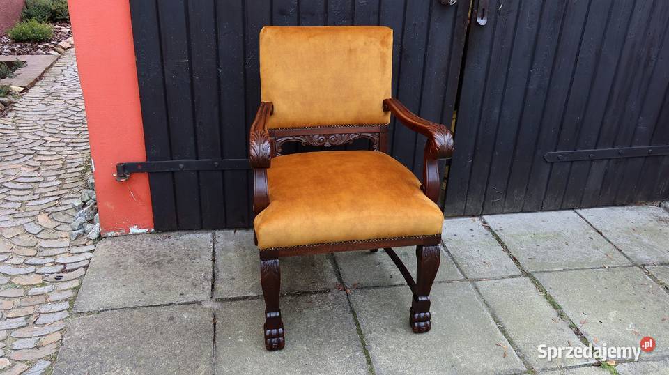 Unikatowy Neorenesansowy Fotel Tron Do Biurka dolnośląskie Ziębice