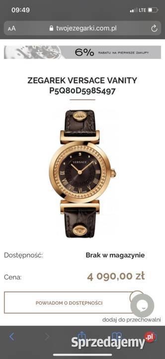 Nowy zegarek Vanity Versace Pozostałe