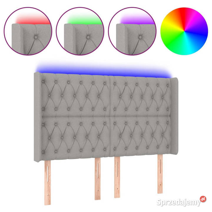 Zagłówek do łóżka z LED jasnoszary 163x16x118128 mazowieckie sprzedam