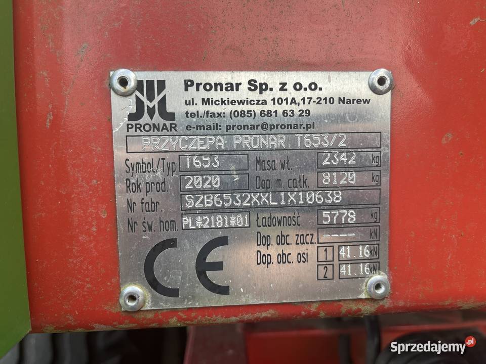 Przyczepa Pronar T6532 6T Pronar Mokrany Nowe sprzedam