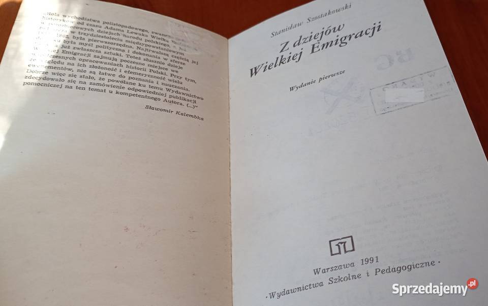 Z dziejów Wielkiej Emigracji Stanisław Podręczniki Gdańsk