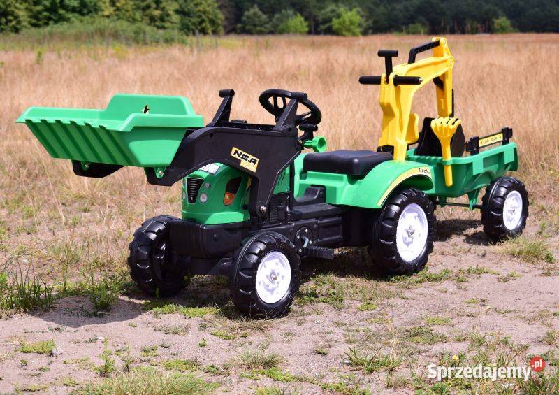 TRAKTOR NA PEDAŁY Z PRZYCZEPĄ ŁYŻKĄ I KOPARKĄ Toruń