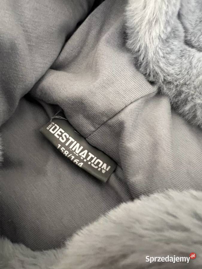 Bluza z kapturem futerkowa z futerkiem szara Bluzy Jasło