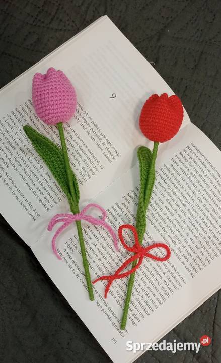 Tulipany wykonane na szydełku