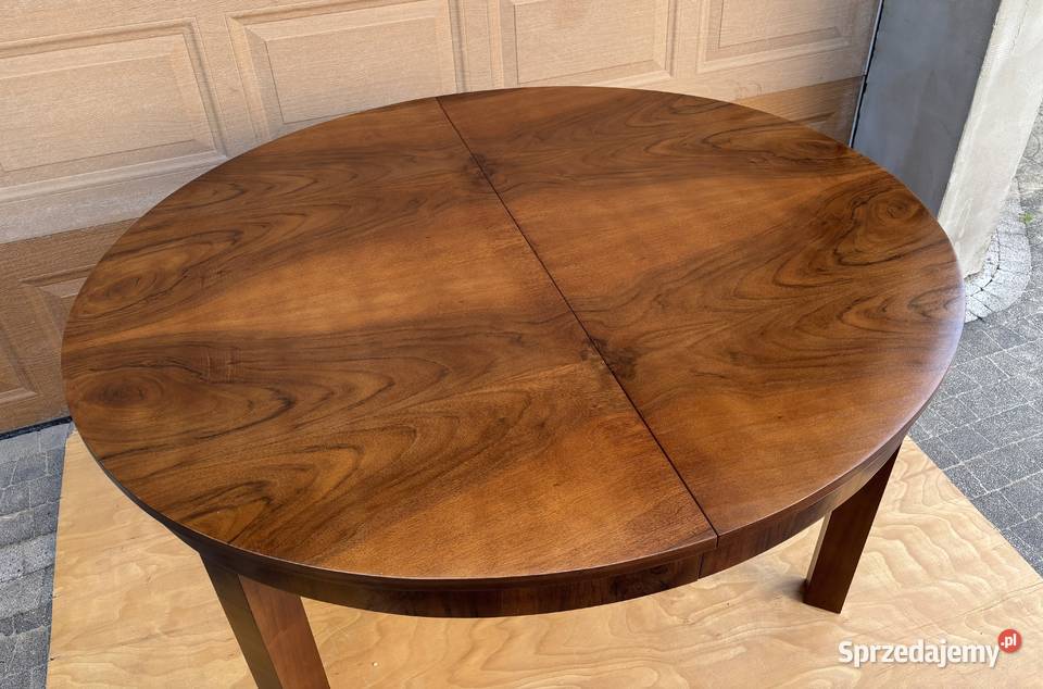Stół Owalny Orzech 137x120 ART DECO Rozkładany Warszawa sprzedam