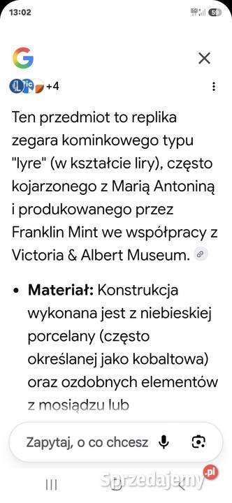 Kominkowy zegar porcelanowy francuski podkarpackie Rzeszów