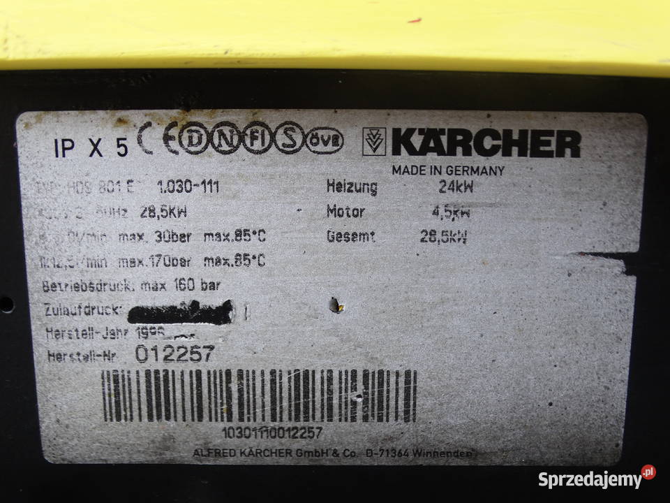 Myjka Ciśnieniowa Karcher HDS 801 E elektryczne