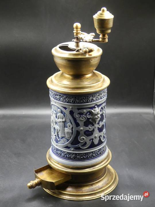 okazały kamionkowy młynek do kawy sygnowany Poznań