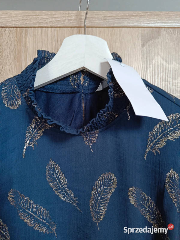 Nowa elegancka granatowa koszula w ozdobny wzór Dąbrowica