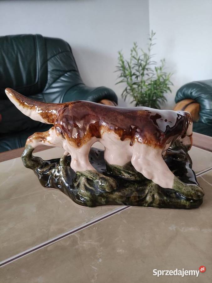 Pies myśliwski ceramika Wasilkowska ZSRR lata 60 Janów Lubelski