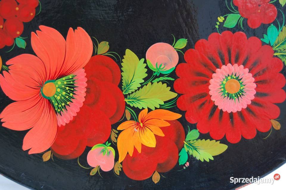 Drewniany malowany talerz do powieszenia Lublin