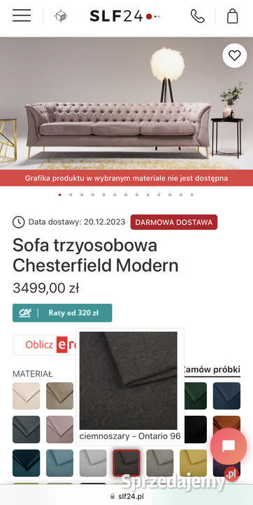 Sprzedaż Sofy Trzyosobowej Chesterfield Modern i sprzedam