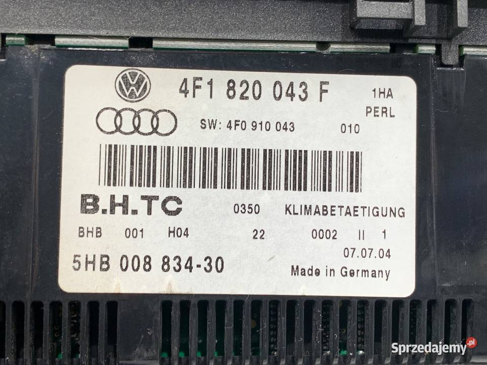 PANEL STEROWANIA NAWIEWU AUDI A6 C6 4F1820043F podkarpackie