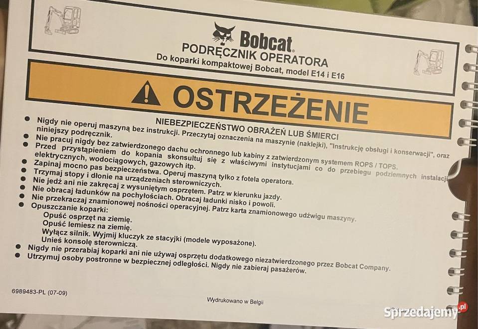 Instrukcja obsługi bobcat koparka kompaktowa E14 Chełmiec