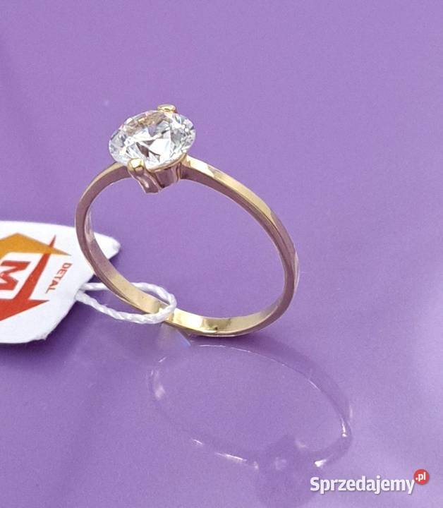 Pierścionek r16 Złoty pr585 classic z jednym Poznań