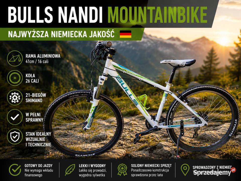 NIEMIECKI ROWER MTB BULLS NANDI L 26 RAMA 41 Kalety sprzedam