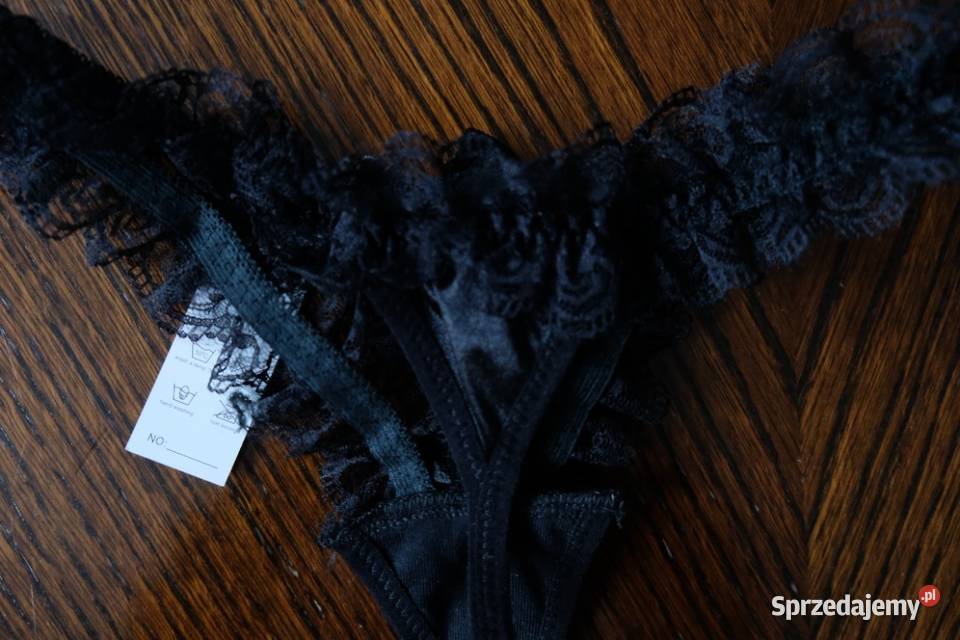 czarne stringi majtki XS 34 S 36 kokardki Toruń sprzedam