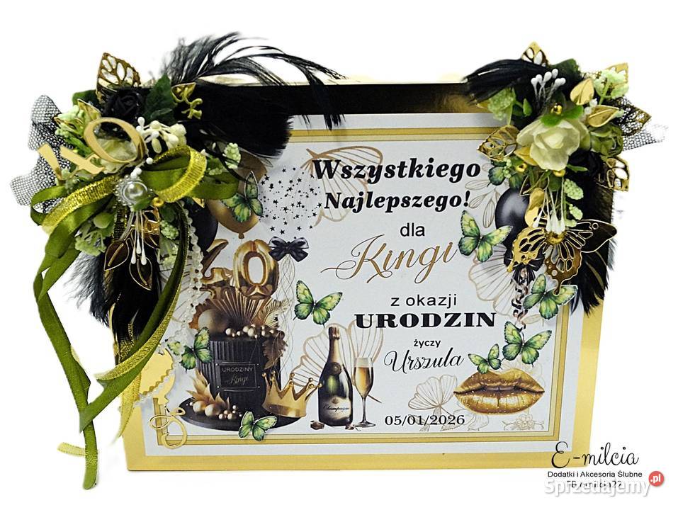 DREWNIANE PUDEŁKO Z MERCI JAKO PREZENT DODATEK Pozostałe Zielona Góra