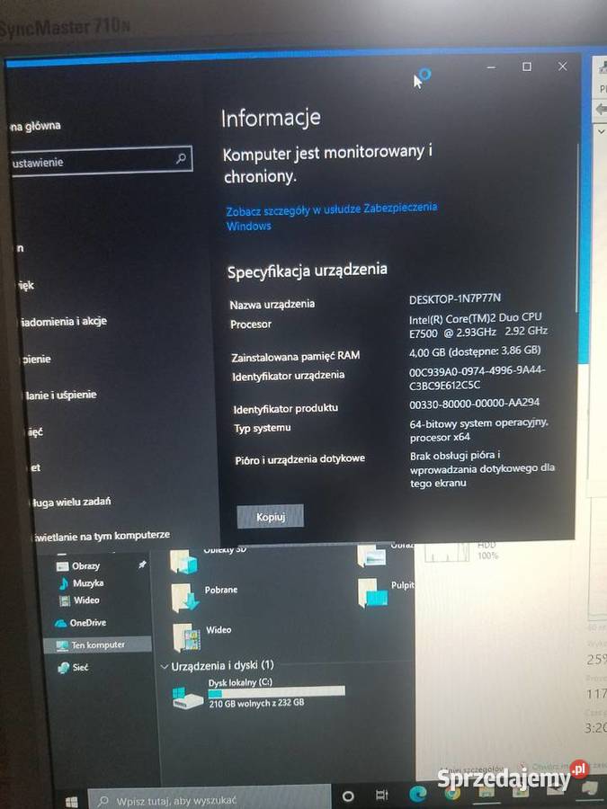 Komputer DELL optiplex 755 E7500 4GB250GB HDD Rymanów