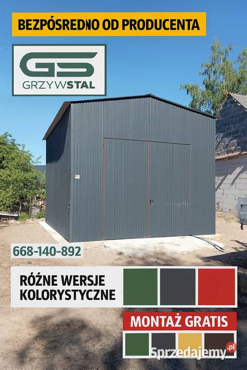 Wysoki Grafitowy Garaż Blaszany Magazyn Wiata Sprzedaż Węgorzewo
