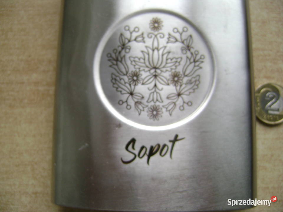 Starocie z PRL Sopot Piersiówka stalowa 8 OZ pomorskie Gdynia sprzedam