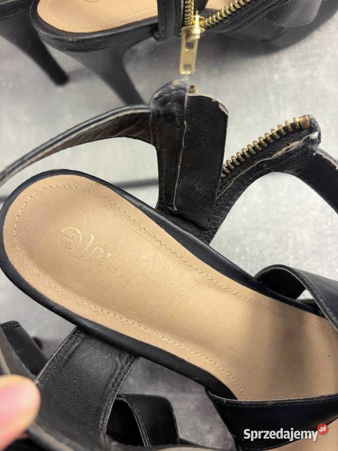 BUTY SZPILKI SANDAŁKI NA SZPILCE CZARNE Z Obuwie