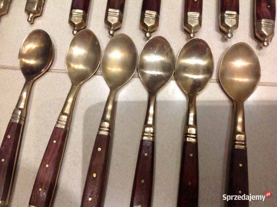 Stare Sztućce z Brązu Zestaw 31 Drewno Wiśniowe Nowa Sól