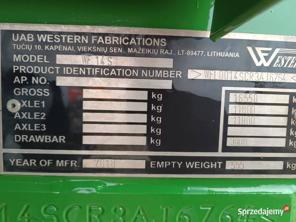 Western WF14S 2018 NOWA Przyczepy rolnicze Suwałki sprzedam