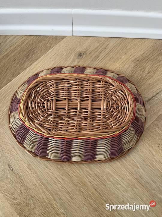Koszyk wiklinowy Boho w pasy Warszawa