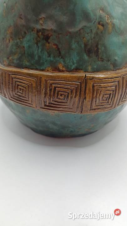 Ceramiczny wazon artystyczny szmaragdowy Zamość