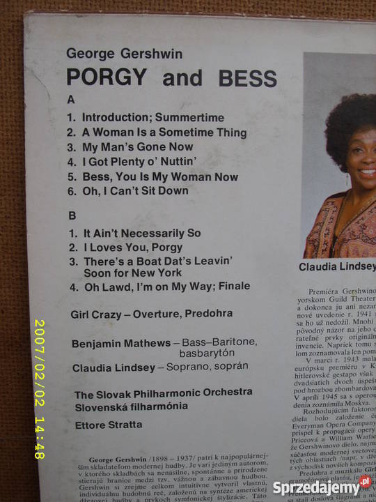 Jazz LP G GERSHWINPORGY AND BESS Wołów