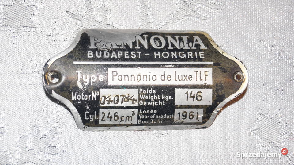 Pannonia tabliczka znamionowa 1961 oryginał wielkopolskie Mrowino