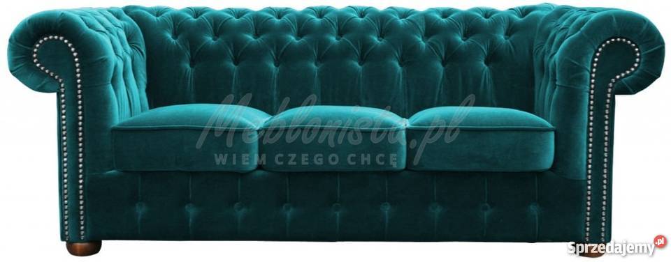 Sofa Chesterfield Classic 3 osobow sprężyny zielony Wrocław sprzedam
