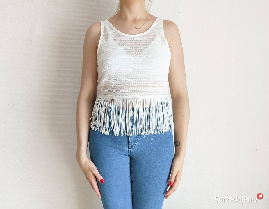 Krótka bluzka crop top HM XS 34 S 36 biała Szczecin
